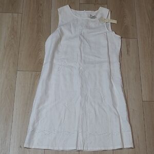 Outfit Jpr Linen White Sleeveless Dress with Embroidered Details Size M